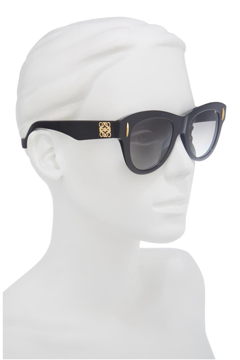 Anagram Round Sunglasses, Alternate, color, SHINY BLACK / GRADIENT SMOKE