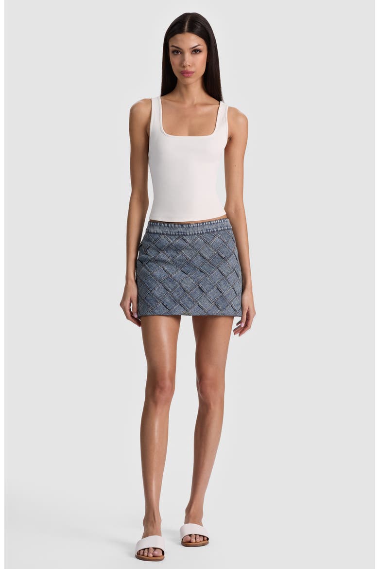 Rubi Woven Denim Miniskirt, Alternate, color, INDIGO