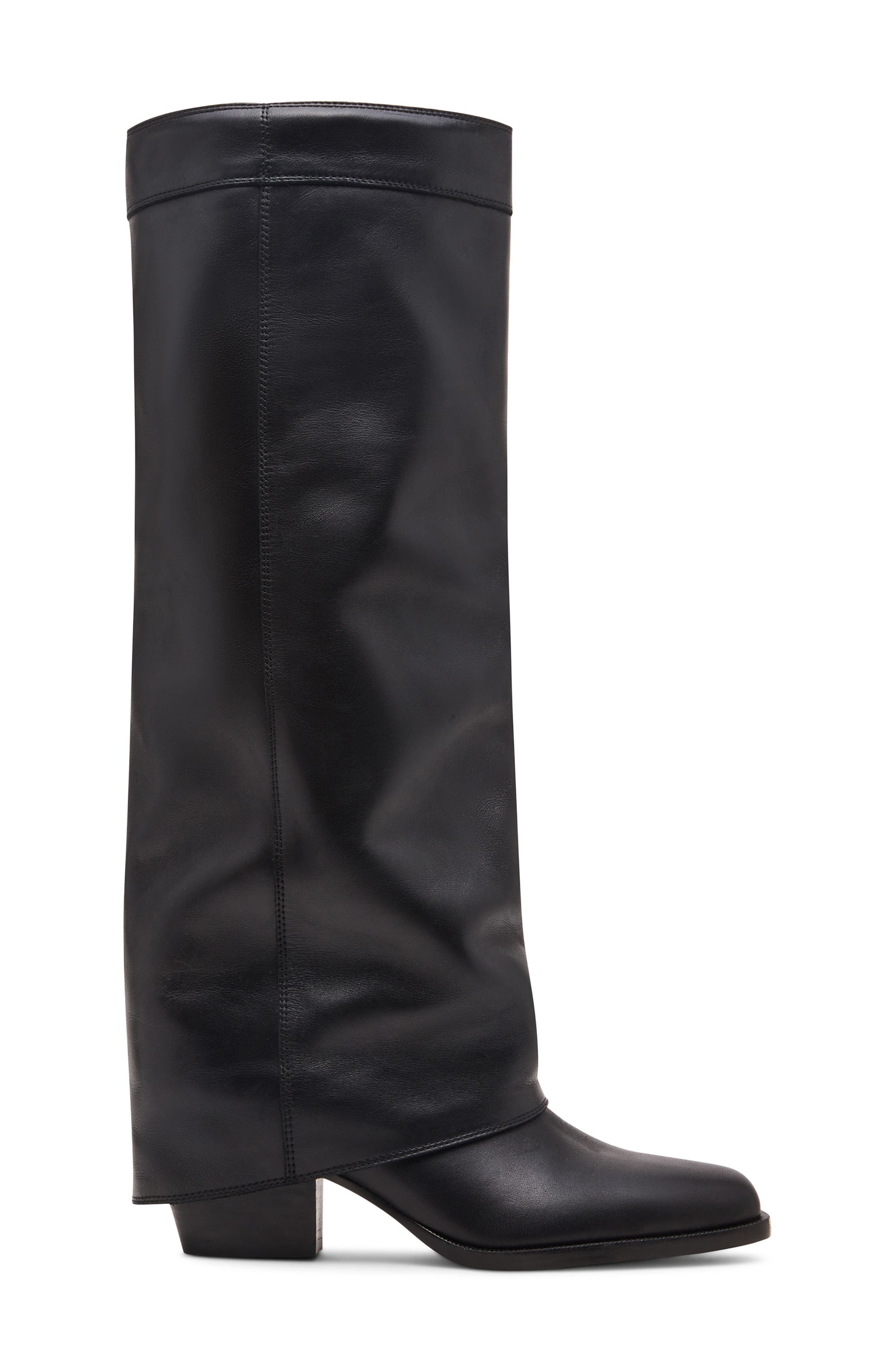 Steve Madden Winnick Foldover Knee High Boot, Alternate, color, Black Leather