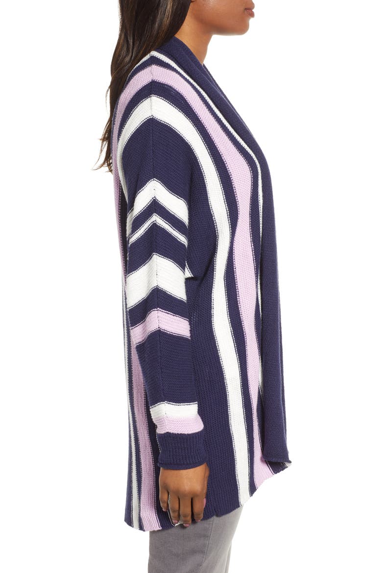 No Closure Cardigan, Alternate, color, NAVY- IVORY STRIPE