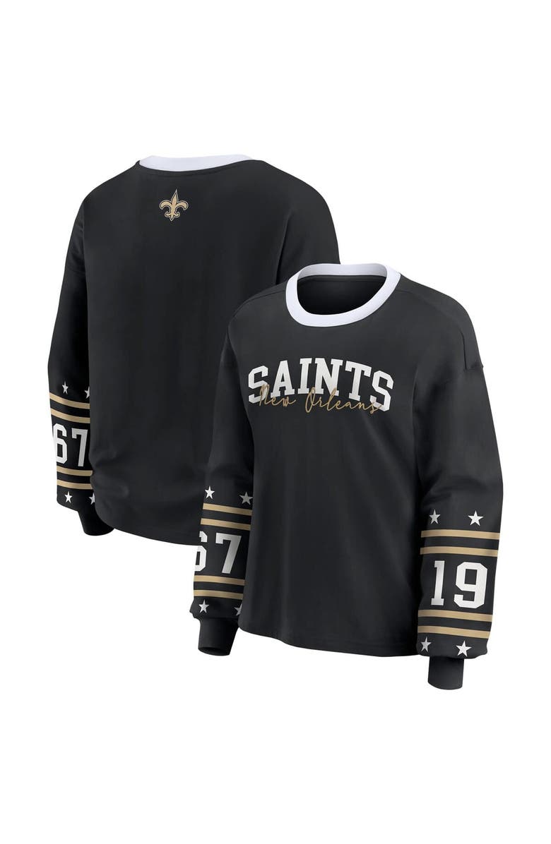WEAR by Erin Andrews Women's WEAR by Erin Andrews Black New Orleans Saints Sport Long-Sleeve T-Shirt, Main, color, Black