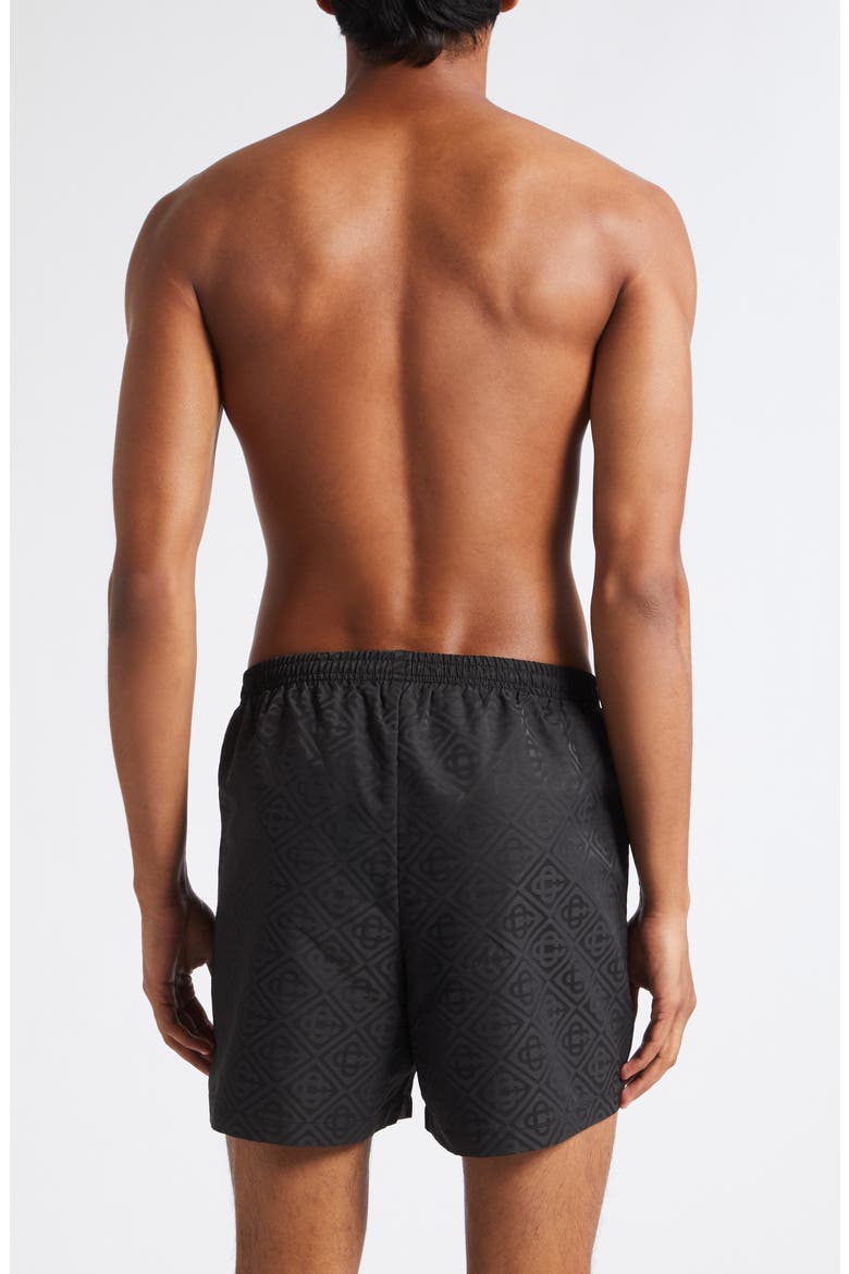 Diamond Logo Jacquard Swim Trunks, Alternate, color, MONOGRAM SWIM