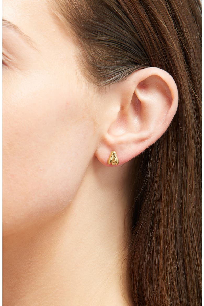 Demi-Fine Bee Stud Earrings, Alternate, color, 14K GOLD