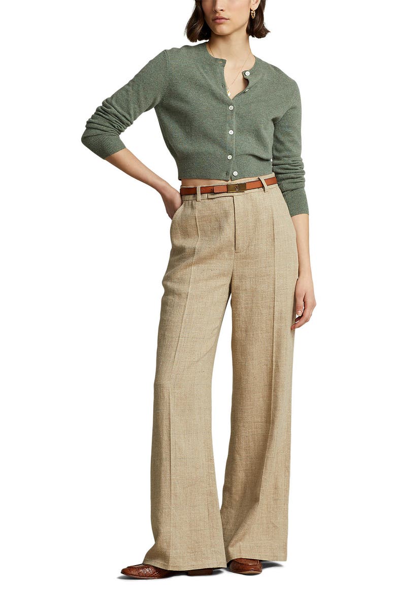 Crop Cashmere Cardigan, Alternate, color, LOVETTE HEATHER