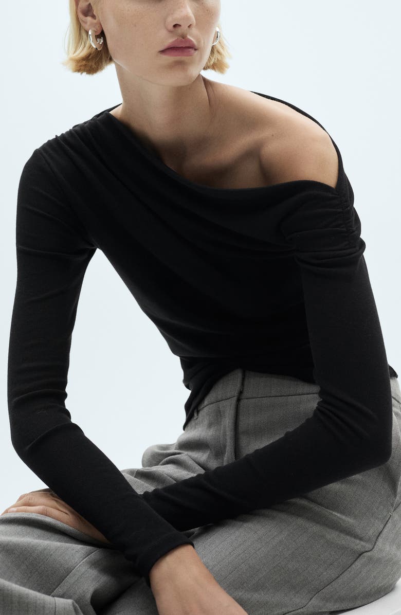 MANGO Dakota Asymmetric Cowl Neck Long Sleeve Top, Alternate, color,
