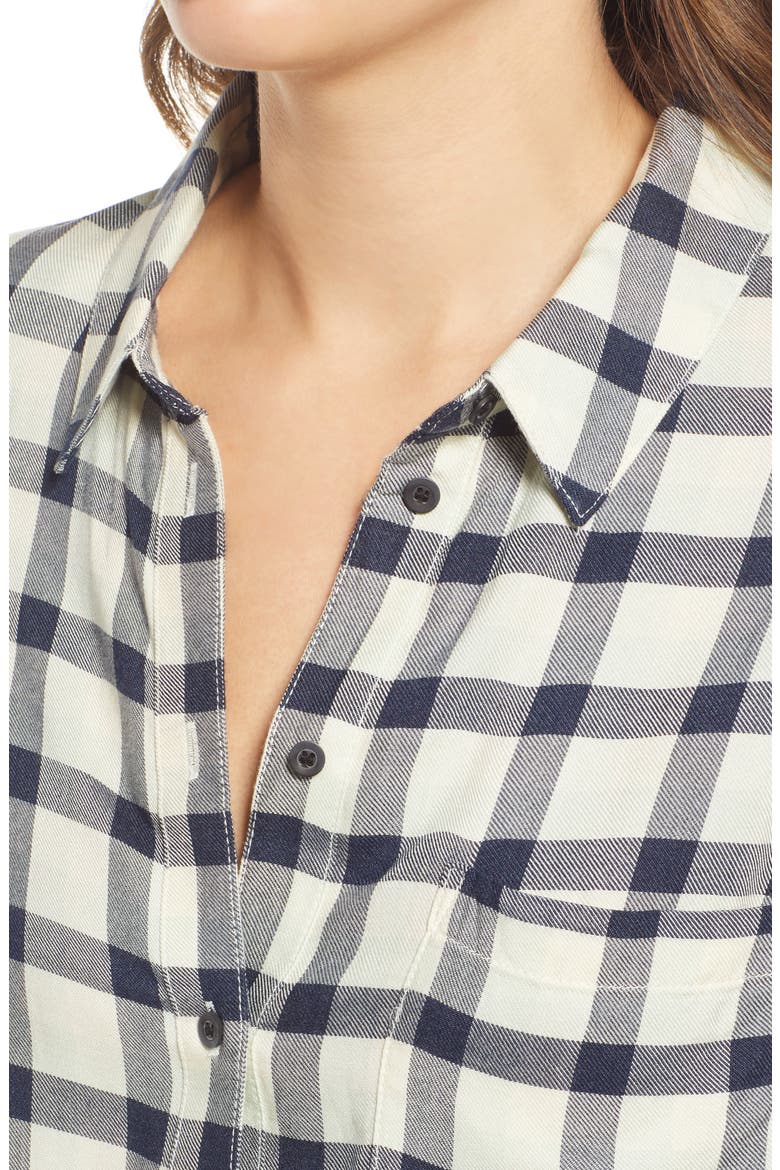 Boyfriend Shirt, Alternate, color, IVORY- NAVY JADE CHECK