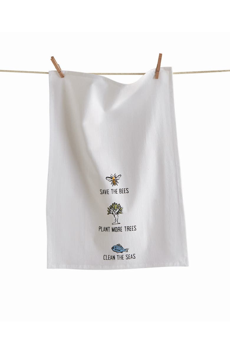 tag Save The Bees Floursack Kitchen Towels Cotton Dishtowels, Main, color, White