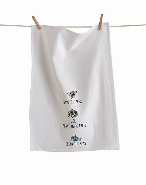 Save The Bees Floursack Kitchen Towels Cotton Dishtowels