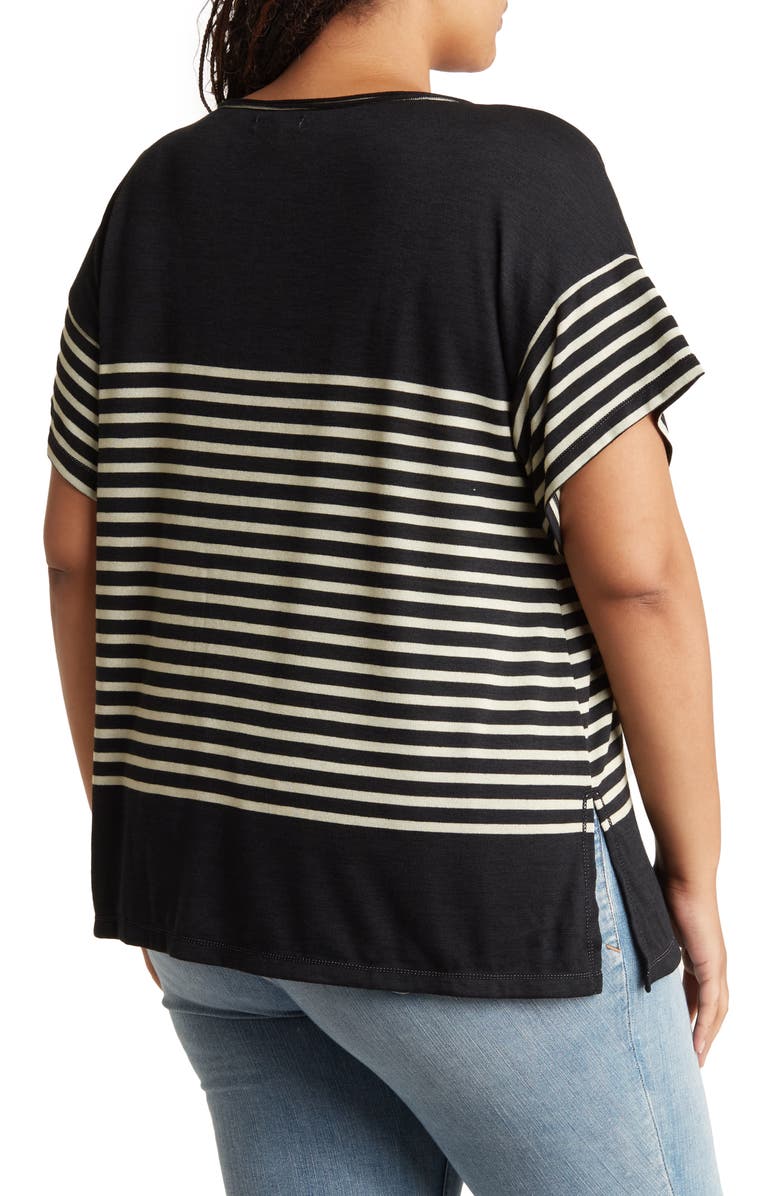 MAX STUDIO Stripe Short Sleeve Top, Alternate, color,