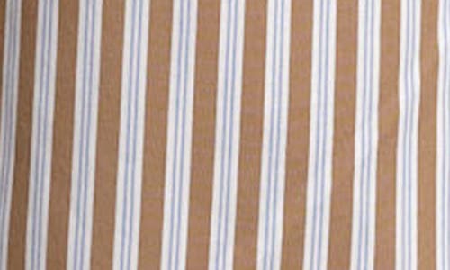 Deluc Oscar Ruffle Trim Stripe Cotton Blend Button-up Shirt In Animal Print