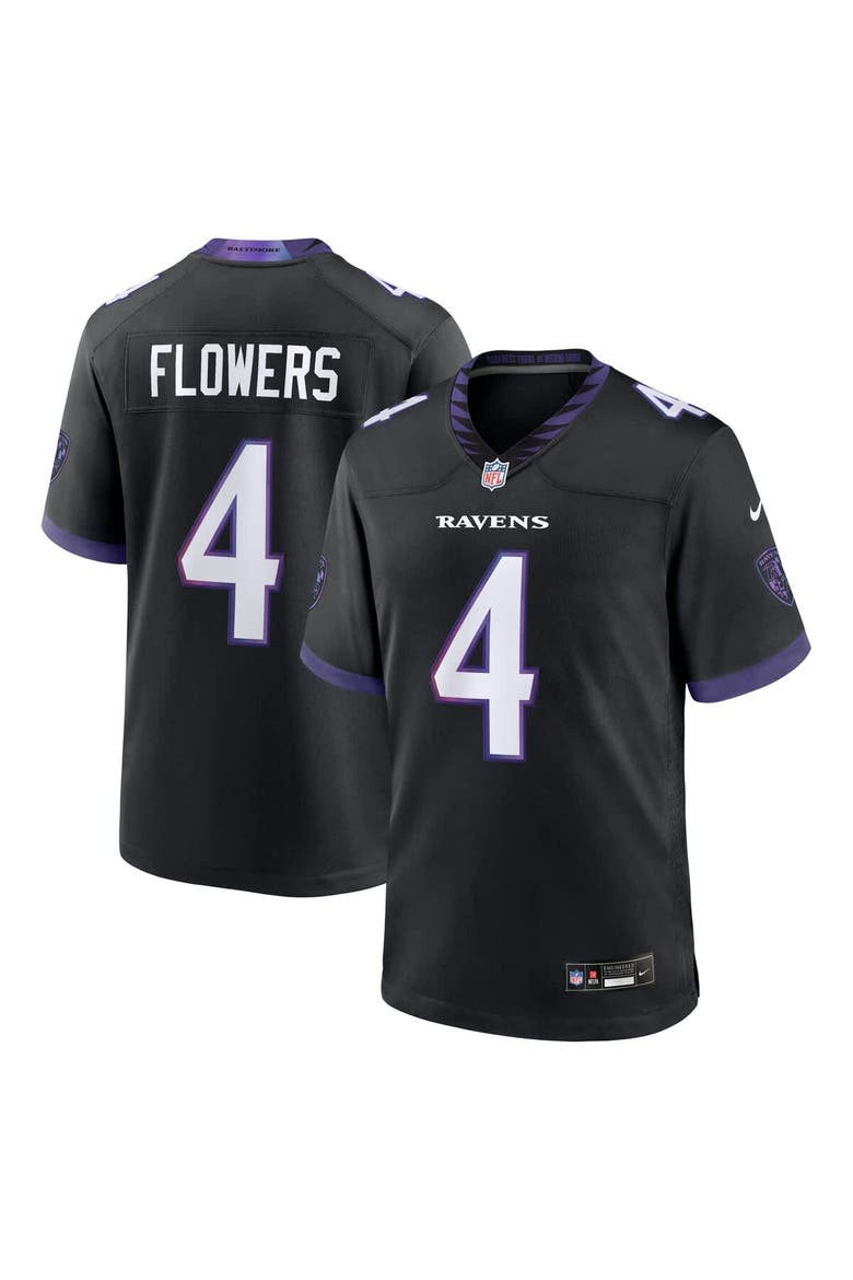 Men's Nike Zay Flowers Black Baltimore Ravens Alternate Game Jersey, Main, color, Black