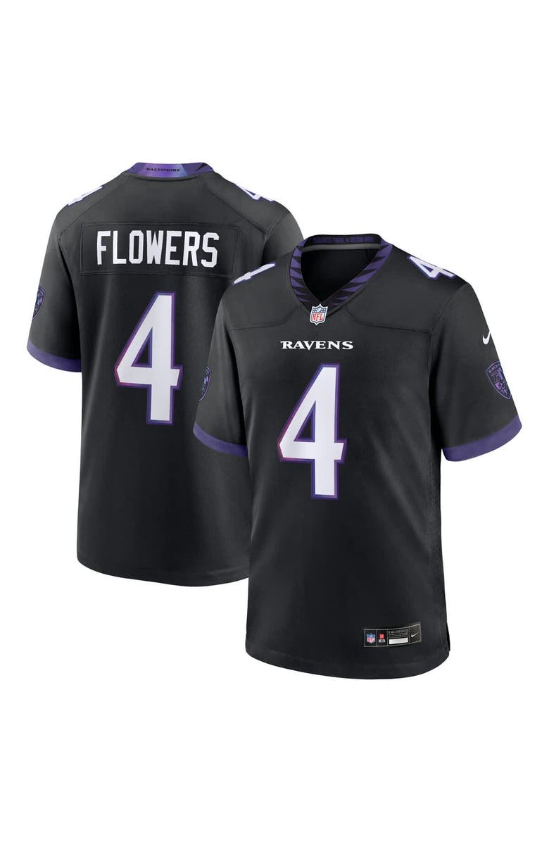Nike Men's Nike Zay Flowers Black Baltimore Ravens Alternate Game Jersey, Main, color, Black