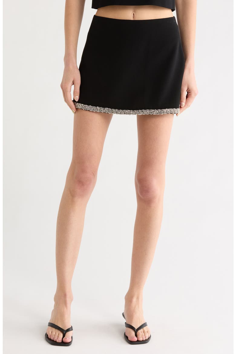 Rubi Embellished Micro Miniskirt, Main, color, BLACK