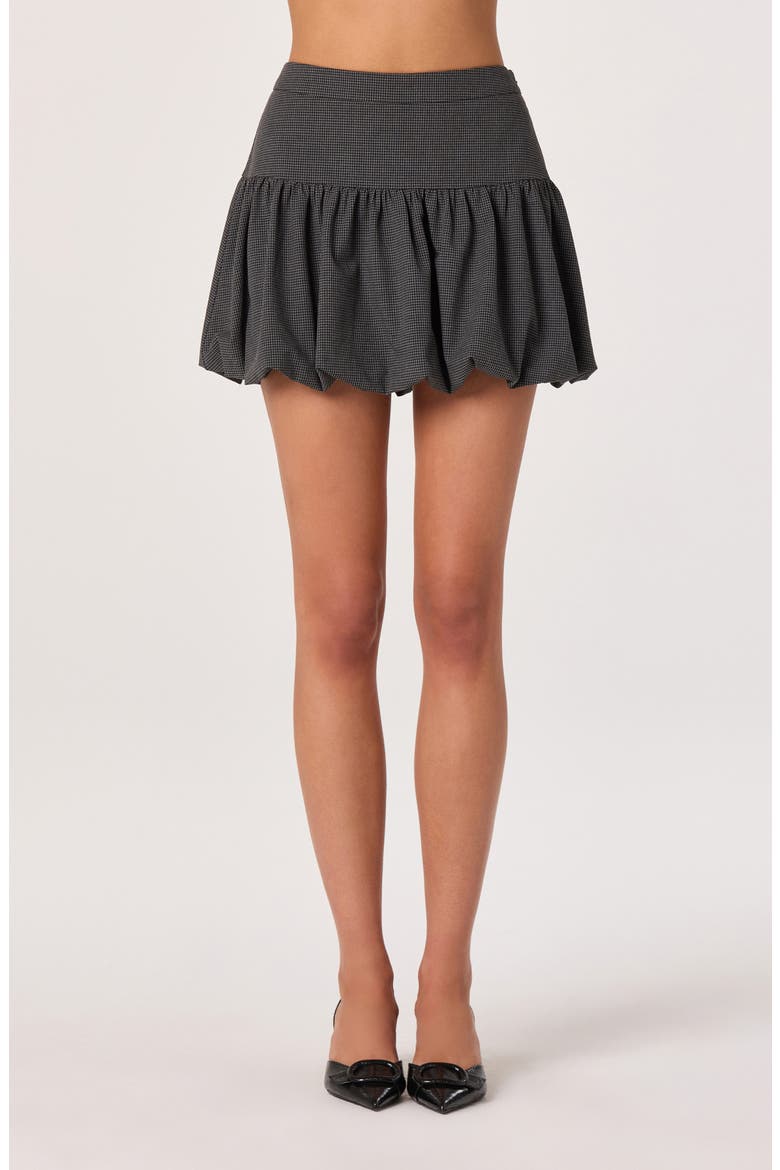 Drop Waist Bubble Hem Miniskirt, Main, color, CHARCOAL CHECK