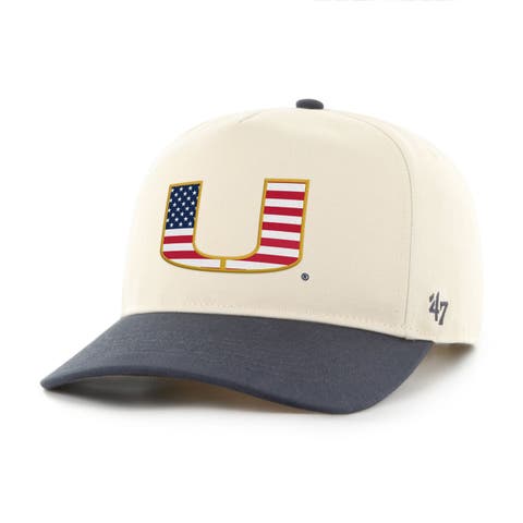Men's '47 Natural/Navy Miami Hurricanes Americana Flag Hitch Adjustable Hat
