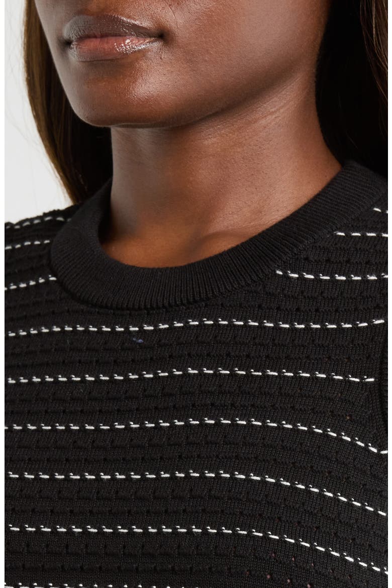 Mindy Mixed Stitch Stripe Sleeveless Cotton Sweater Minidress, Alternate, color, BLACK