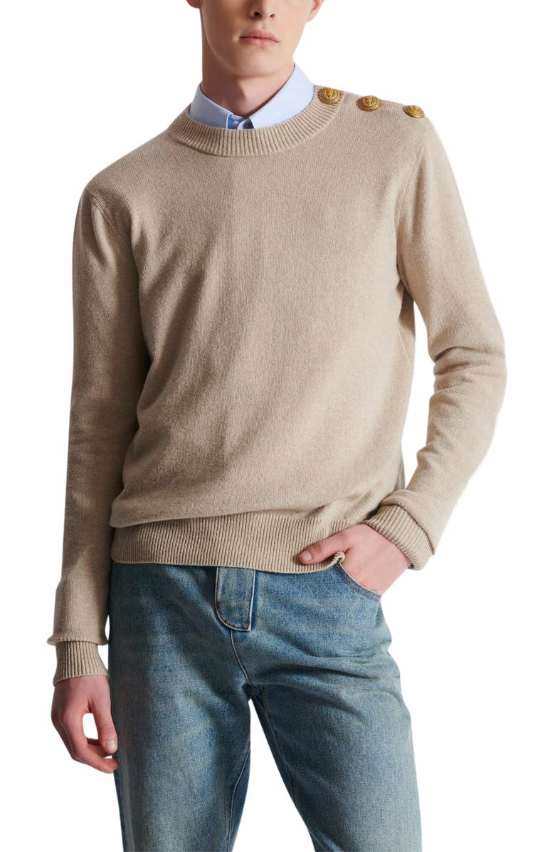 Balmain Eco-Cashmere Jumper, Alternate, color, Beige