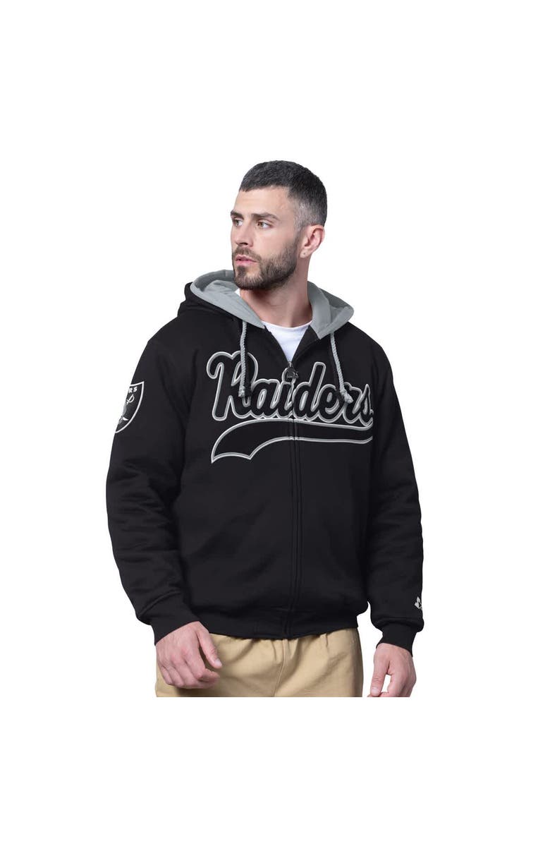 STARTER Men's Starter Black Las Vegas Raiders Big Shot Full-Zip Double Hoodie, Main, color, Black