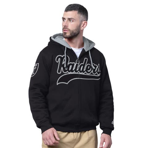 Men's Starter Black Las Vegas Raiders Big Shot Full-Zip Double Hoodie