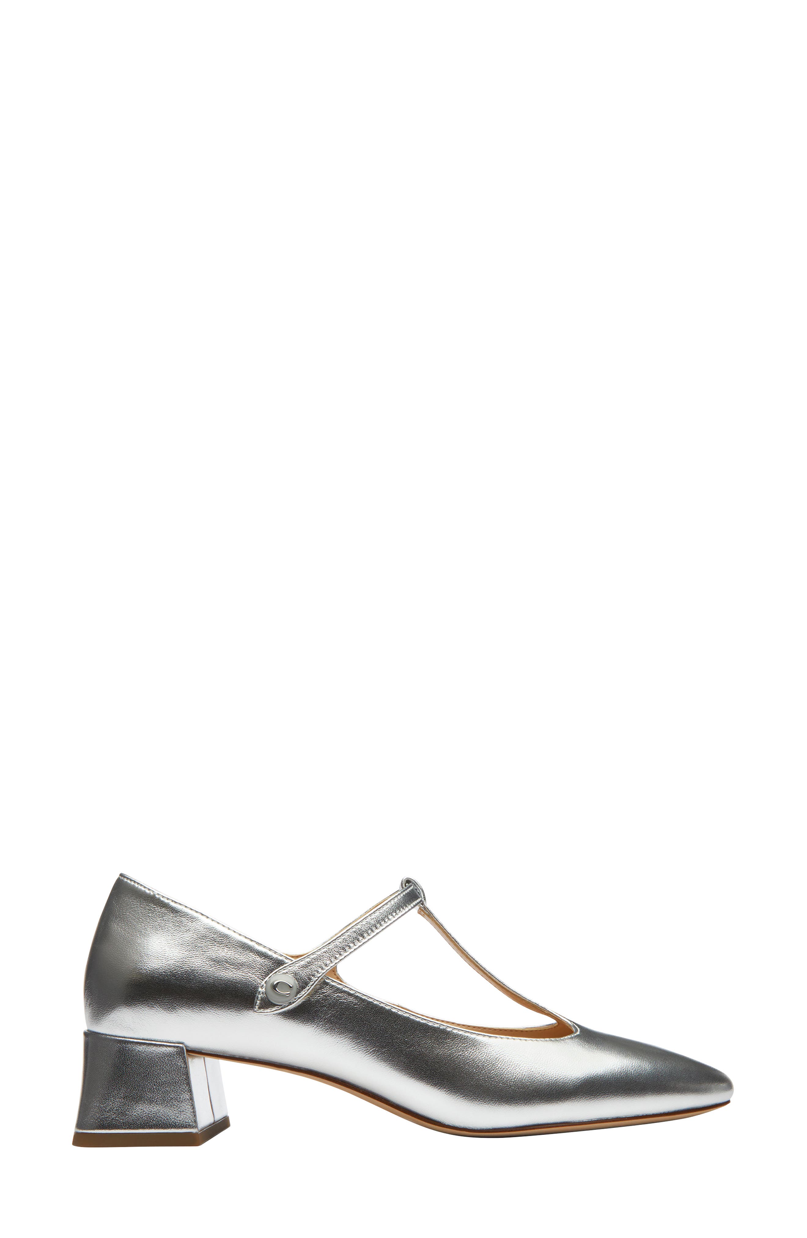 COACH Angelina T-Strap Pump, Alternate, color, Silver