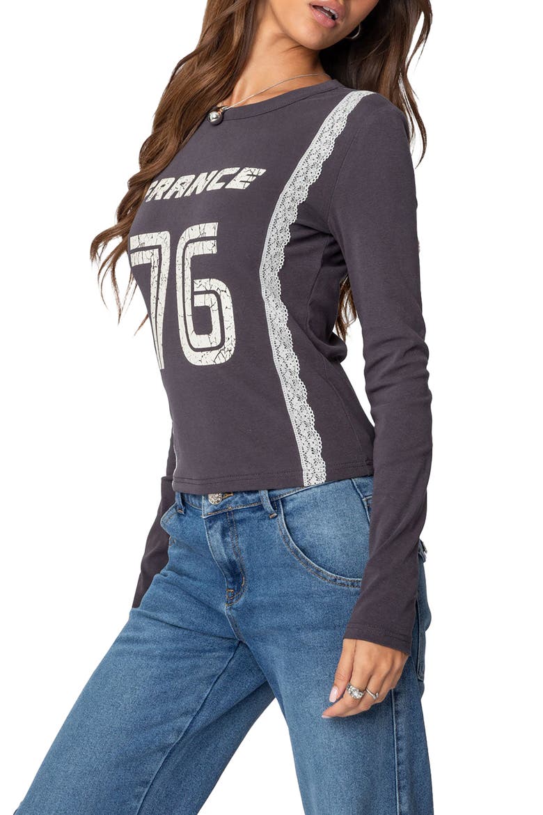 Frenchy Long Sleeve Cotton Graphic T-Shirt, Alternate, color, DARK-GRAY