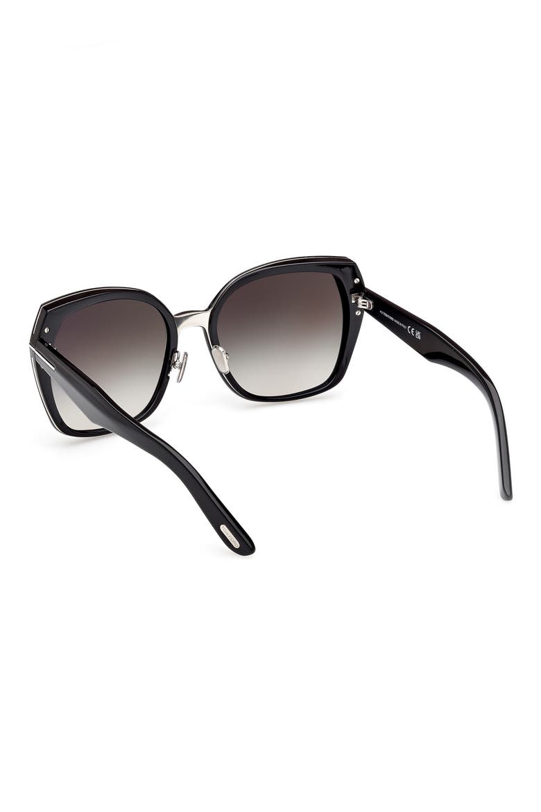 Plum 58mm Gradient Butterfly Sunglasses, Alternate, color, SHINY BLACK / SMOKE LENSES
