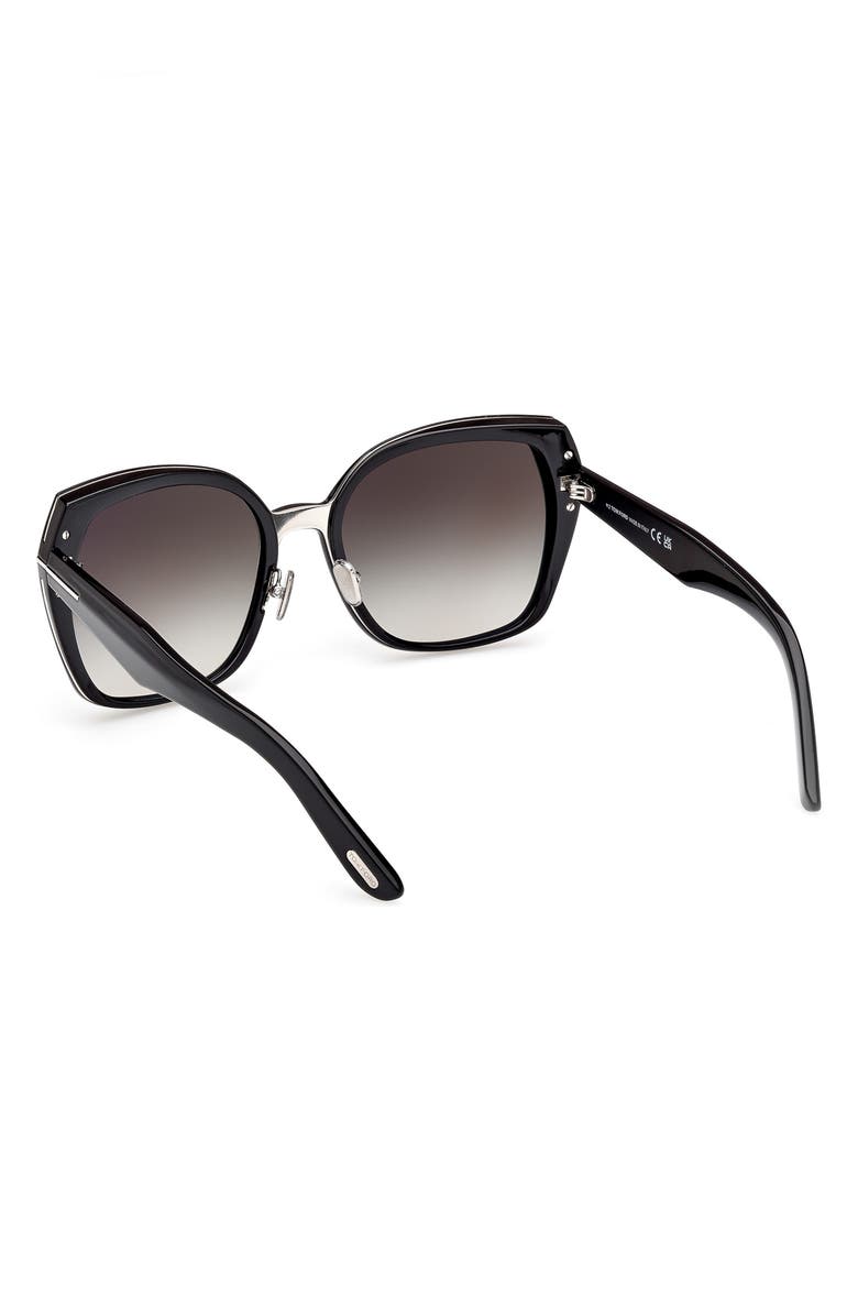 TOM FORD Plum 58mm Gradient Butterfly Sunglasses, Alternate, color, Shiny Black / Smoke Lenses