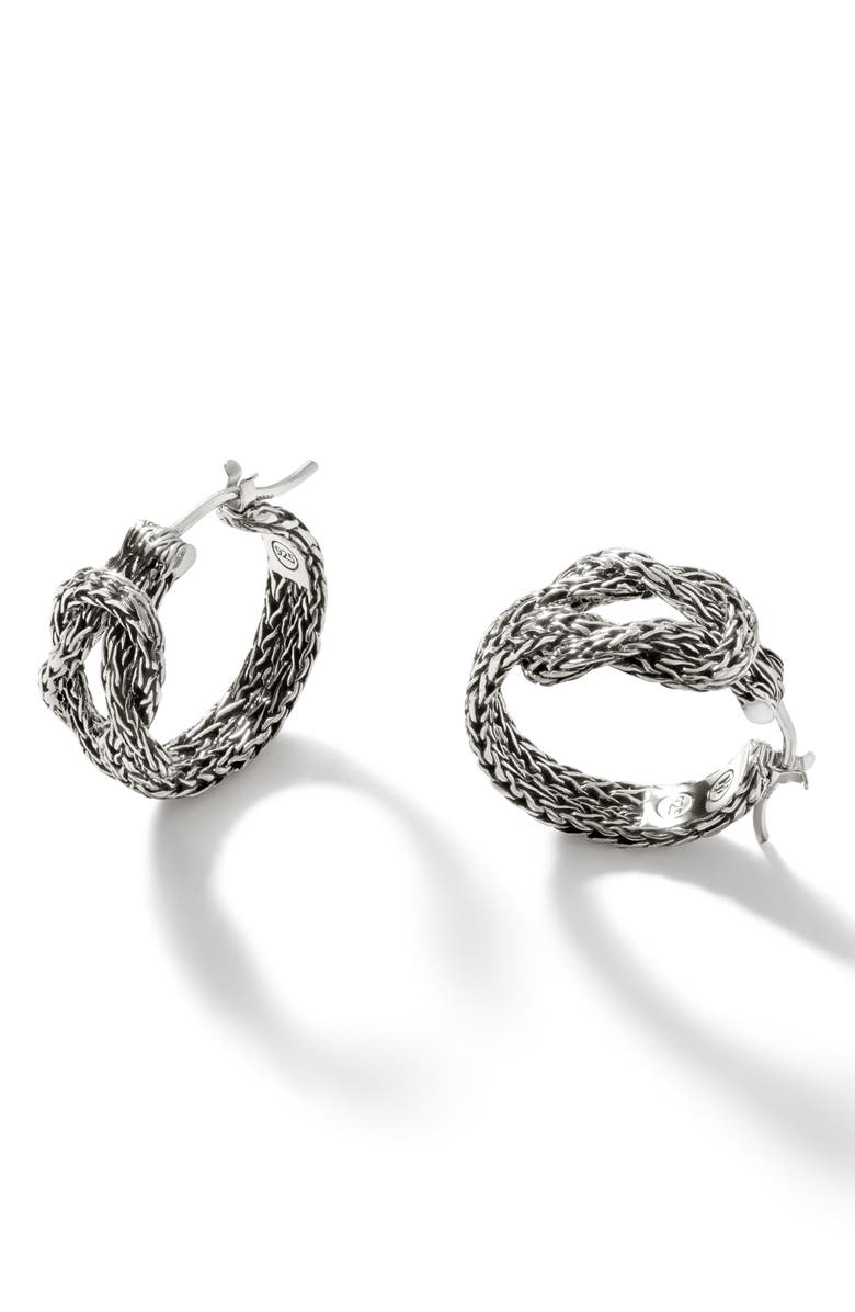 John Hardy Love Knot Hoop Earrings, 20mm, Alternate, color, Silver