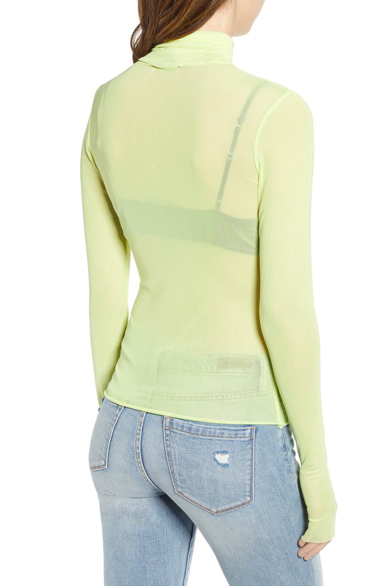 Zadie Semi Sheer Turtleneck, Alternate, color, LIMELIGHT