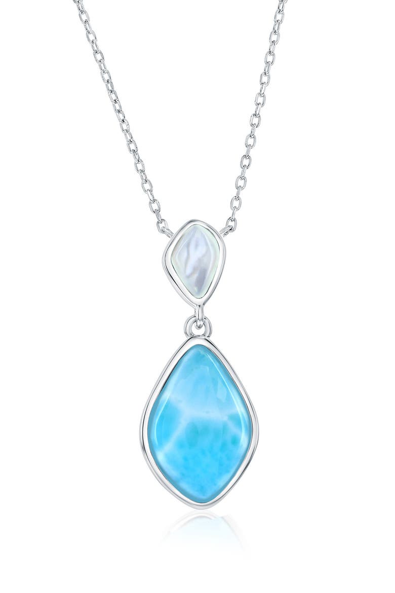 Sterling Silver Larimar & Mother-of-Pearl Pendant Necklace, Main, color, BLUE