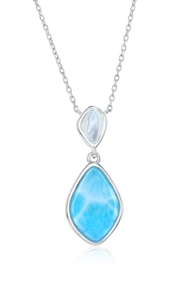 SIMONA Sterling Silver Larimar & Mother-of-Pearl Pendant Necklace, Main, color, Blue