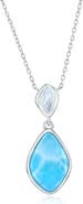 SIMONA Sterling Silver Larimar & Mother-of-Pearl Pendant Necklace