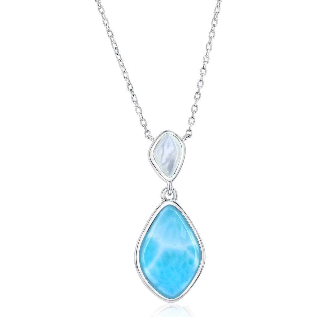 Simona Sterling Silver Larimar & Mother-of-pearl Pendant Necklace In Blue