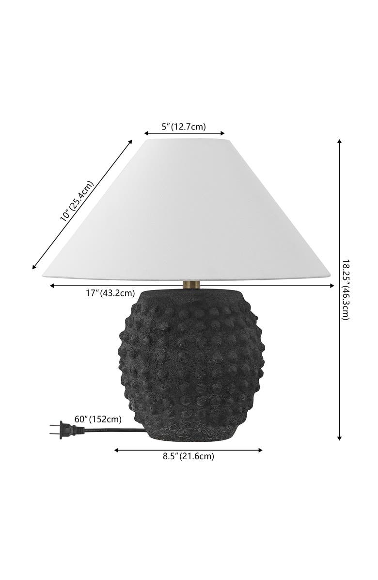 JONATHAN Y Effie 18.25" Minimalist Scandinavian Ceramic/Iron Hobnail LED Table Lamp, Alternate, color, Matte Black