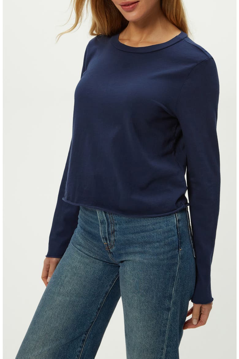 Aiko Rolled Edge Long Sleeve Cotton T-Shirt, Alternate, color, NOCTURNAL