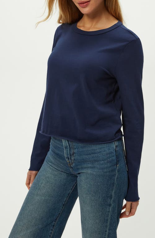 Michael Stars Aiko Rolled Edge Long Sleeve Cotton T-shirt In Blue