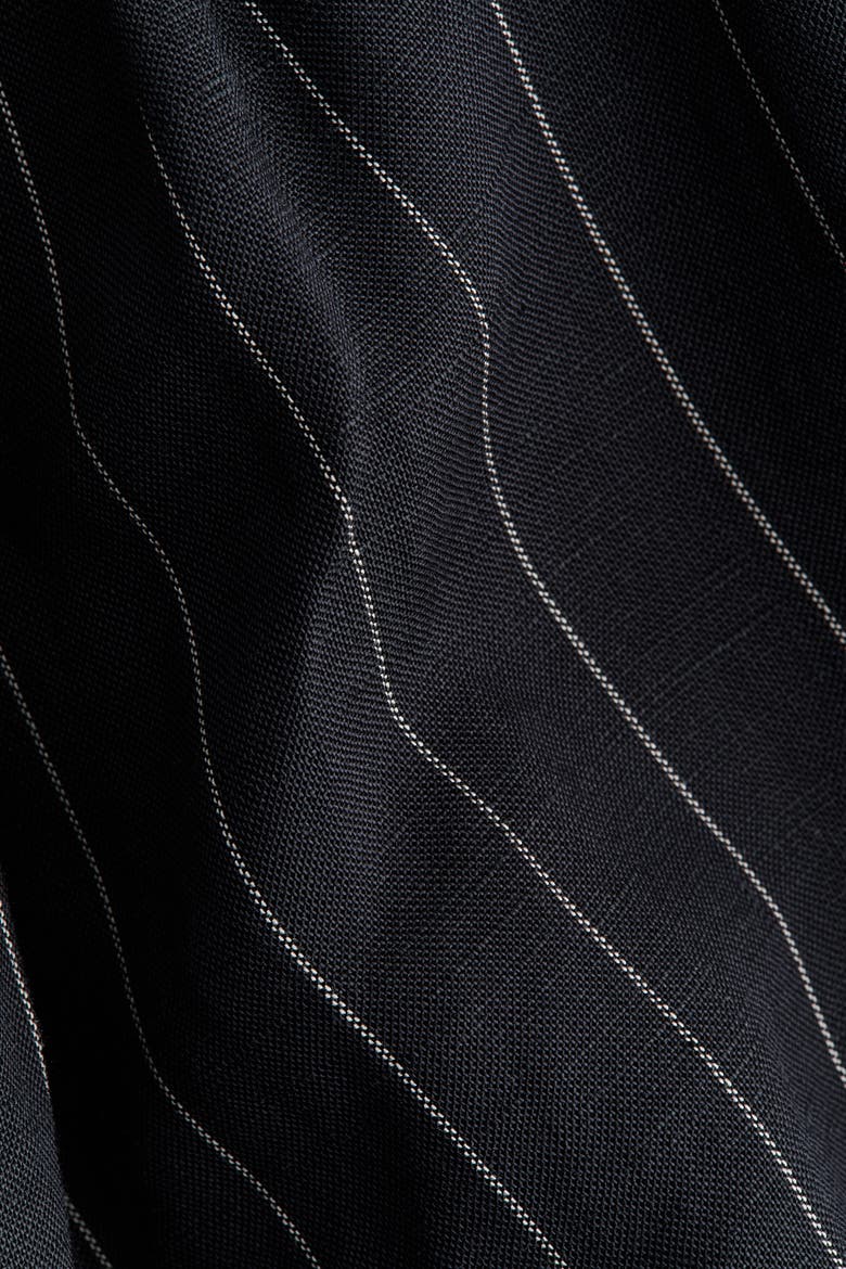 Belted Linen-blend Shorts, Alternate, color, Navy blue/pinstriped