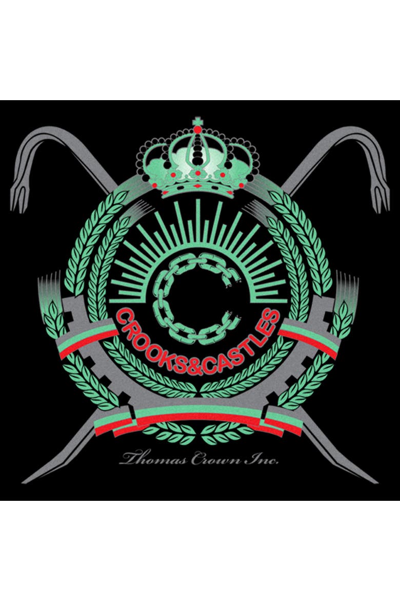 Men's Crooks & Castles Thomas Crown Inc. Green Coat of Arms  Graphic T-Shirt, Alternate, color, Black
