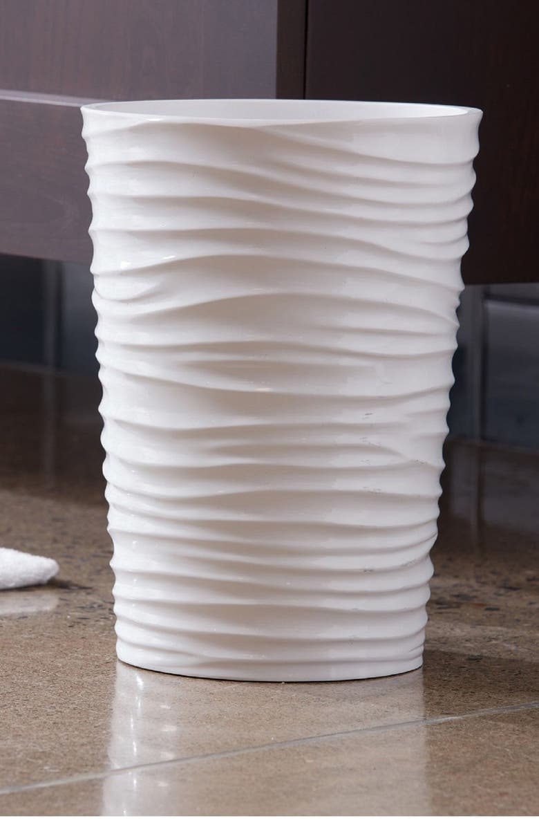 ROSELLI TRADING COMPANY By the Sea Trash Can, Alternate, color, White