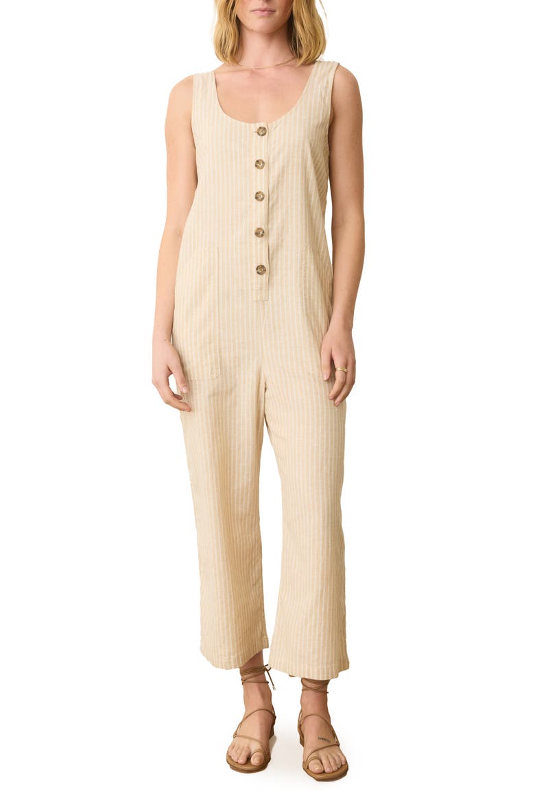 Hemp Blend Jumpsuit, Main, color, NATURAL STRIPE