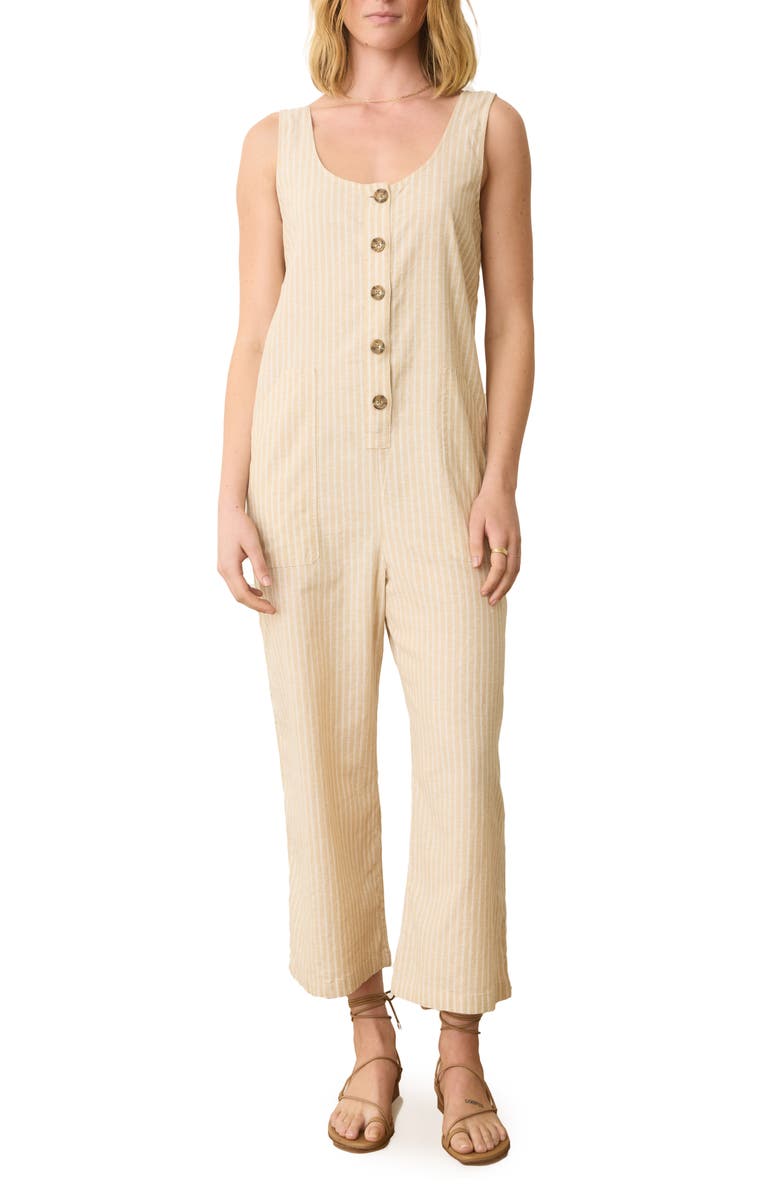 Marine Layer Hemp Blend Jumpsuit, Main, color, Natural Stripe