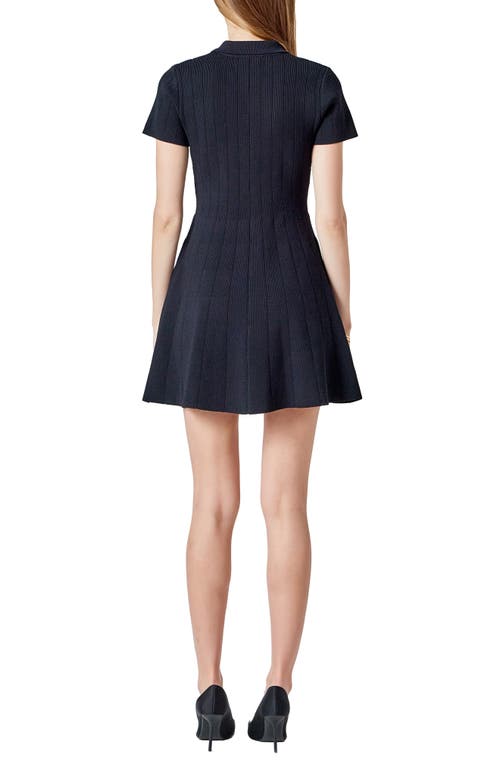 Endless Rose Rib Jewel Button Fit & Flare Minidress In Black