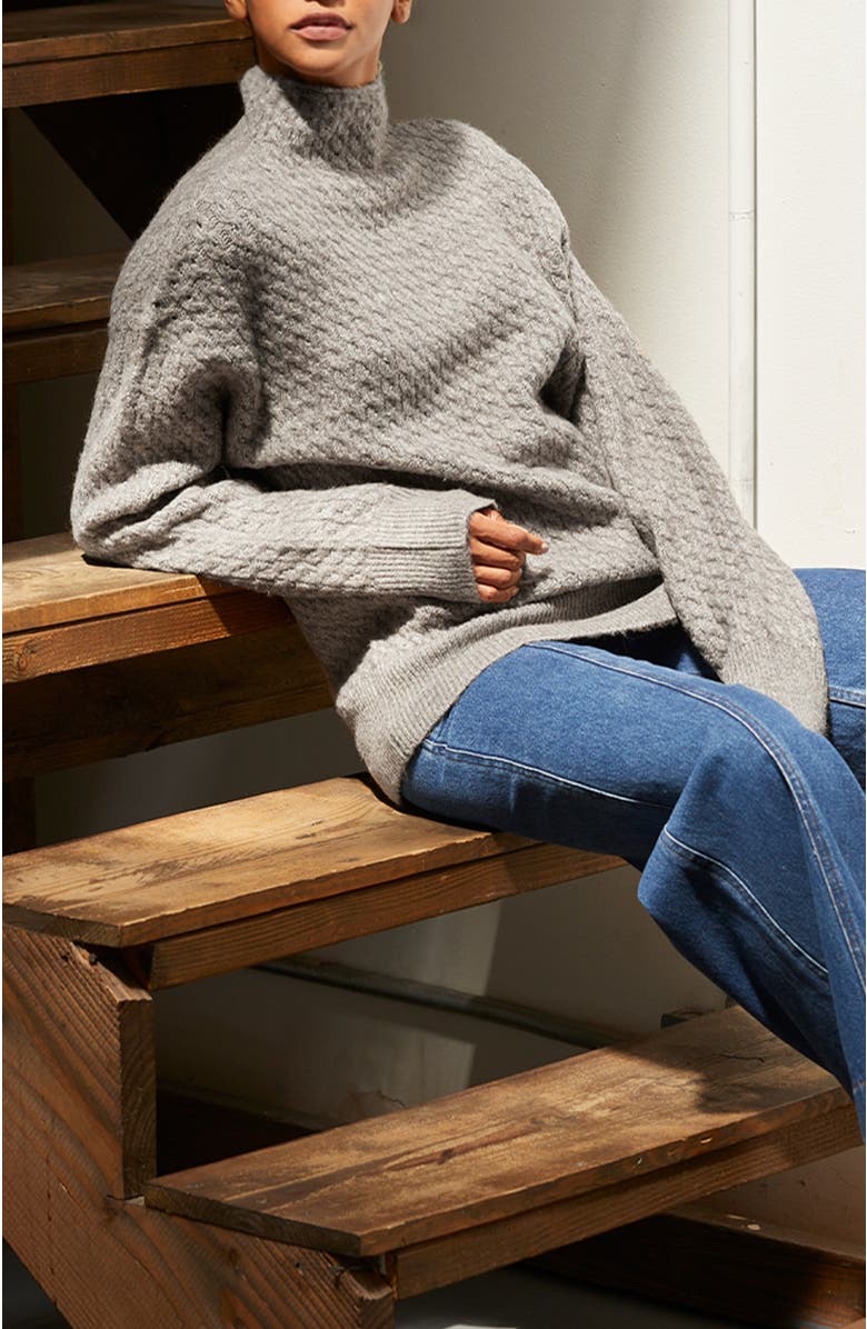 CRESCENT Cable Knit Mock Neck Sweater, Alternate, color, 