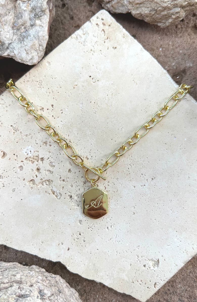 Adornia Monogram Initial Pendant Necklace, Alternate, color, Gold-A
