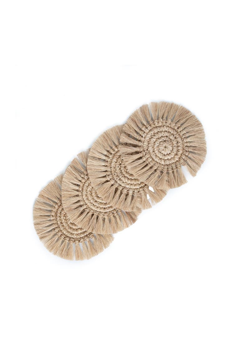 Fique Fringe Coasters Set of 4, Alternate, color, Natural