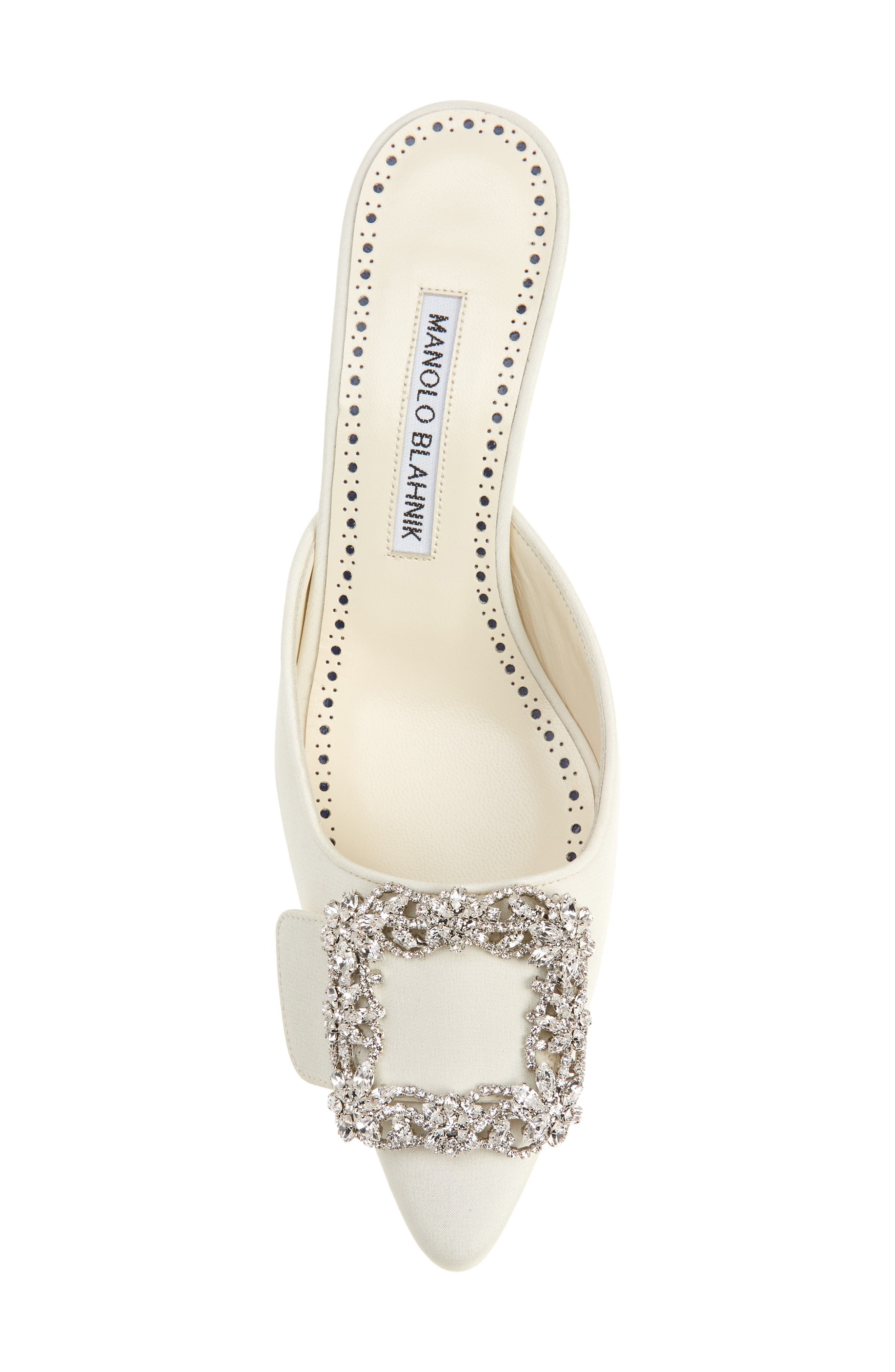 Manolo Blahnik Maysale Crystal Buckle Pointed Toe Mule, Alternate, color, 
