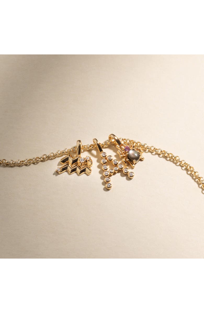 MADE BY MARY Cubic Zirconia Zodiac Charm, Alternate, color, Gold/ Aquarius