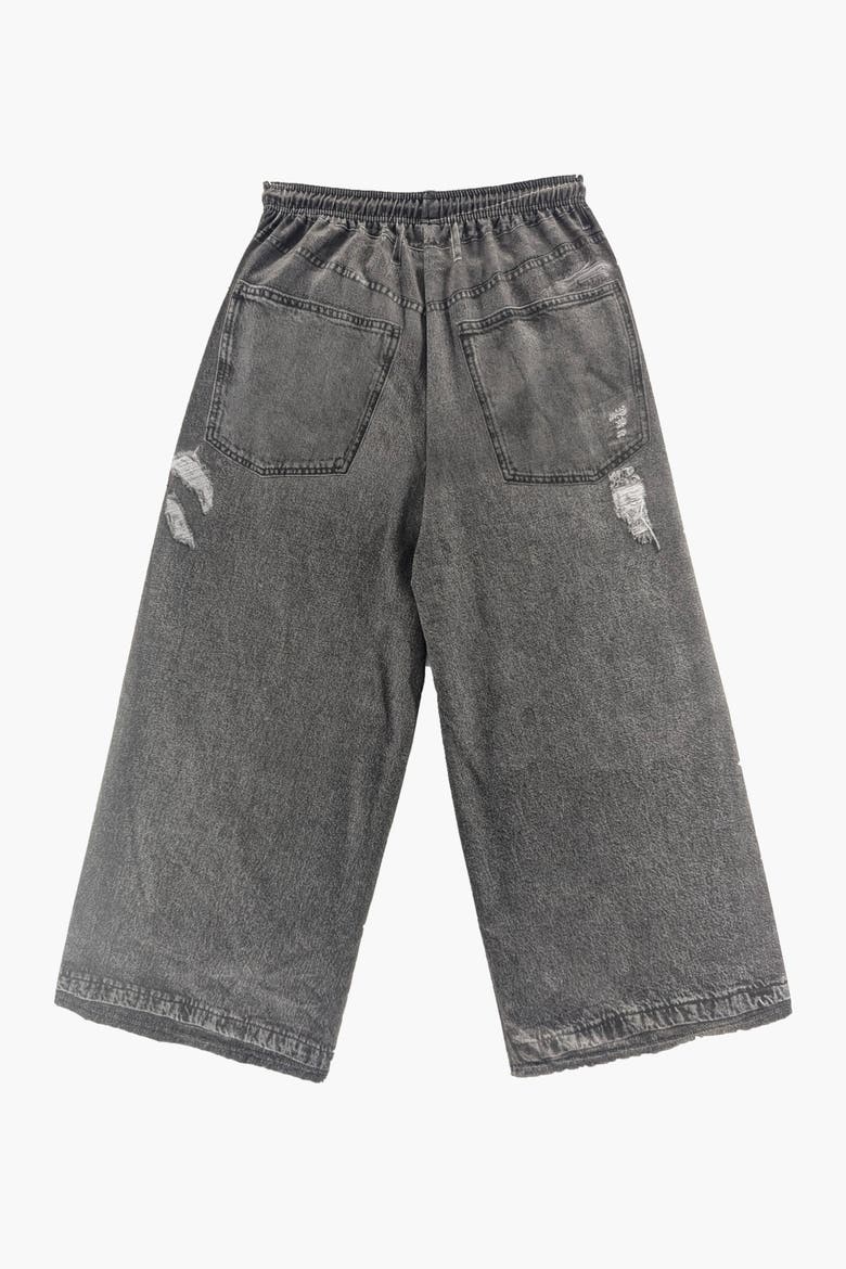 XTRA WIDE  PRINTED DENIM PANT, Alternate, color, Black