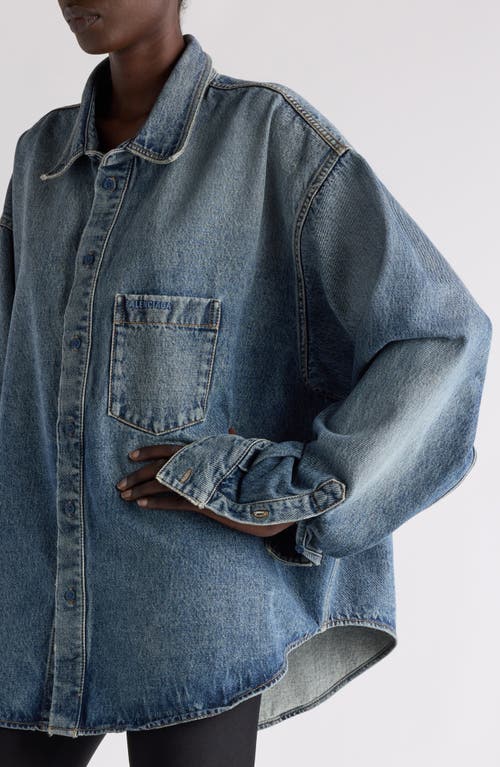 Balenciaga Blue Oversized Shirt With Chest Pocket And Washed Effect In Cotton Woman In Sun Bleached Blue