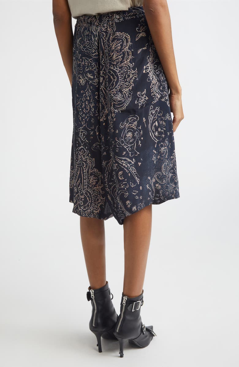 R13 Pleated Jumbo Drawstring Waist Cupro Shorts, Alternate, color, Blue Medallion Print